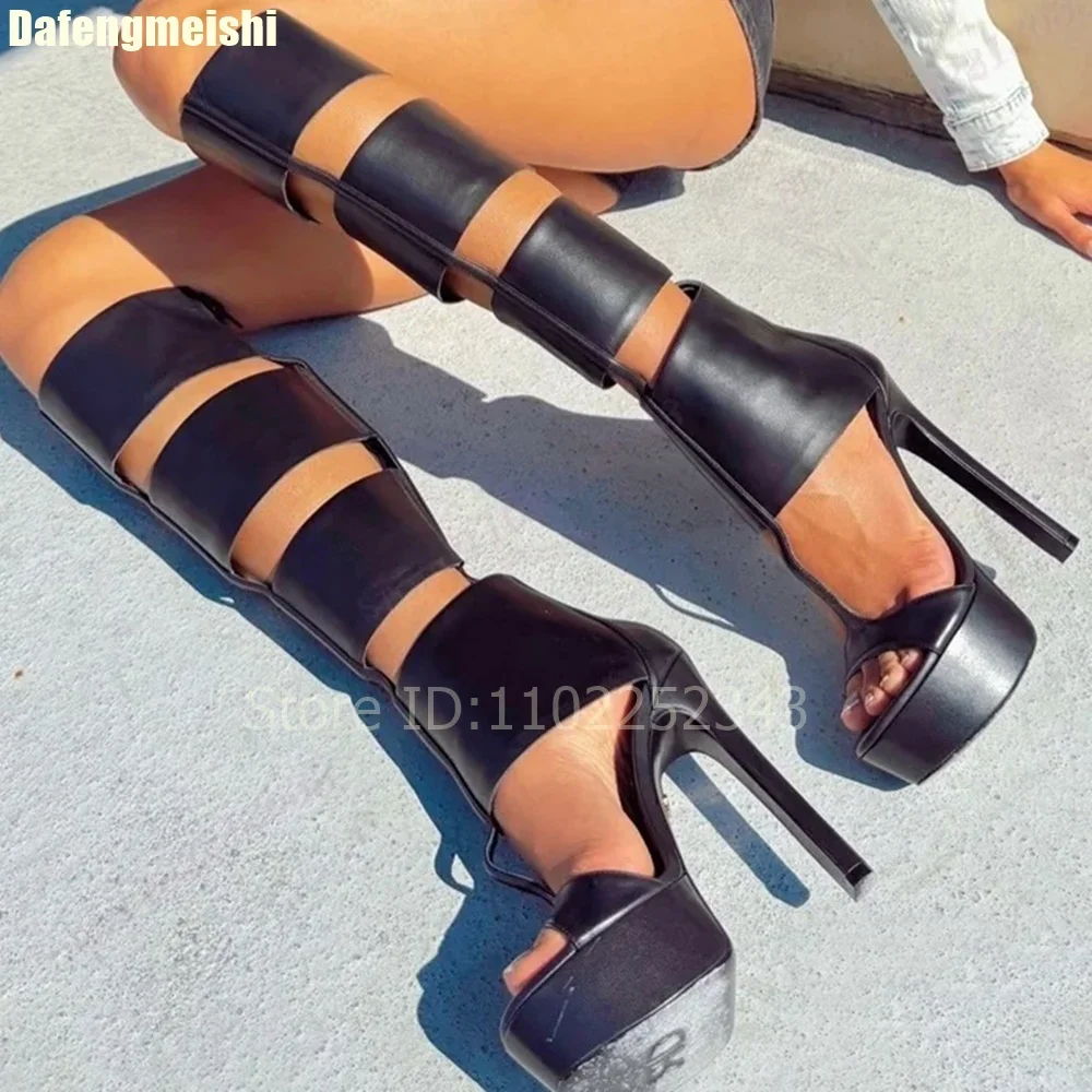 Women Gladiator Open Toe Thin High Heels Fashion Classy Black Leather Hollow Sandals 2025 Summer Caged Platform Sandals Boots
Women Gladiator Open Toe Thin High Heels Fashion Classy Black Leather Hollow Sandals 2025 Summer Caged Platform Sandals Boots
