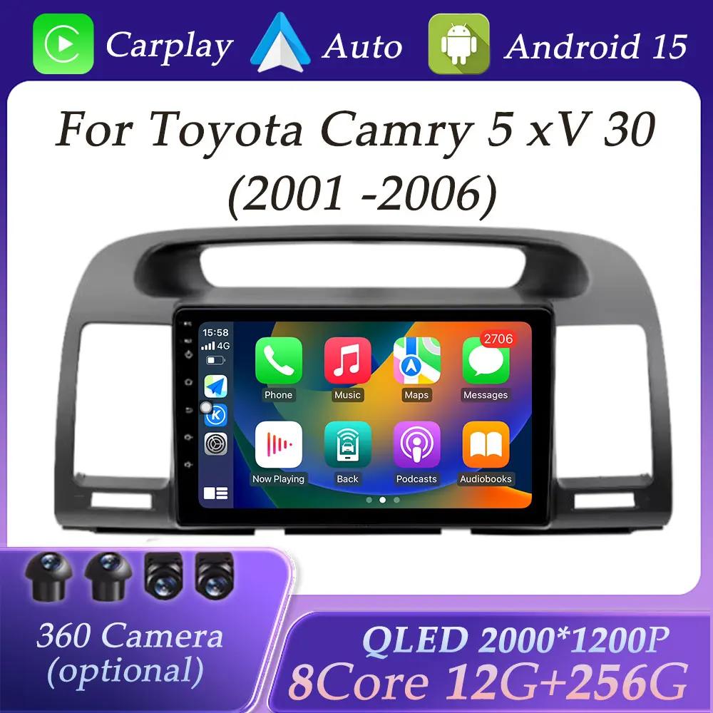 Carplay for Toyota Camry 5 x V 30 2001 - 2006 DSP Stereo Car Radio Video Multimedia Player GPS Navi Split Screen QLED Screen BT
Carplay for Toyota Camry 5 x V 30 2001 - 2006 DSP Stereo Car Radio Video Multimedia Player GPS Navi Split Screen QLED Screen BT