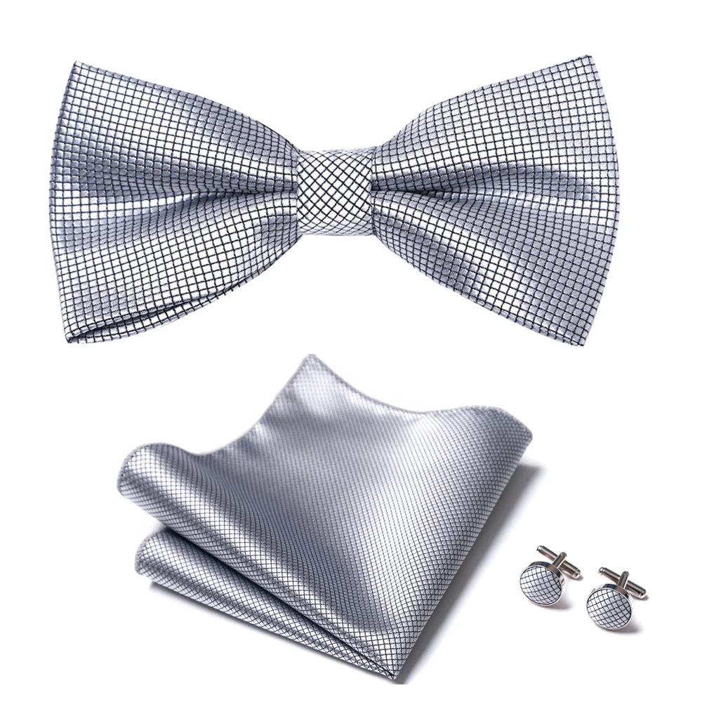 Great Quality Dropshipping Silk Sliver Office Butterfly Hanky Cufflink Set Bowtie For Men Geometric hombre Formal Clothing
Great Quality Dropshipping Silk Sliver Office Butterfly Hanky Cufflink Set Bowtie For Men Geometric hombre Formal Clothing