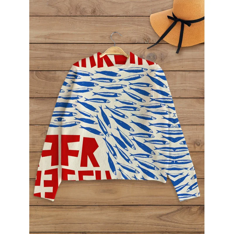 3D Cartoon Blue Fish Letter Digital Print Girl's Sweater Knit Pullover Elastic Warm Round Neck Long Sleeve Autumn Winter Street
3D Cartoon Blue Fish Letter Digital Print Girl's Sweater Knit Pullover Elastic Warm Round Neck Long Sleeve Autumn Winter Street