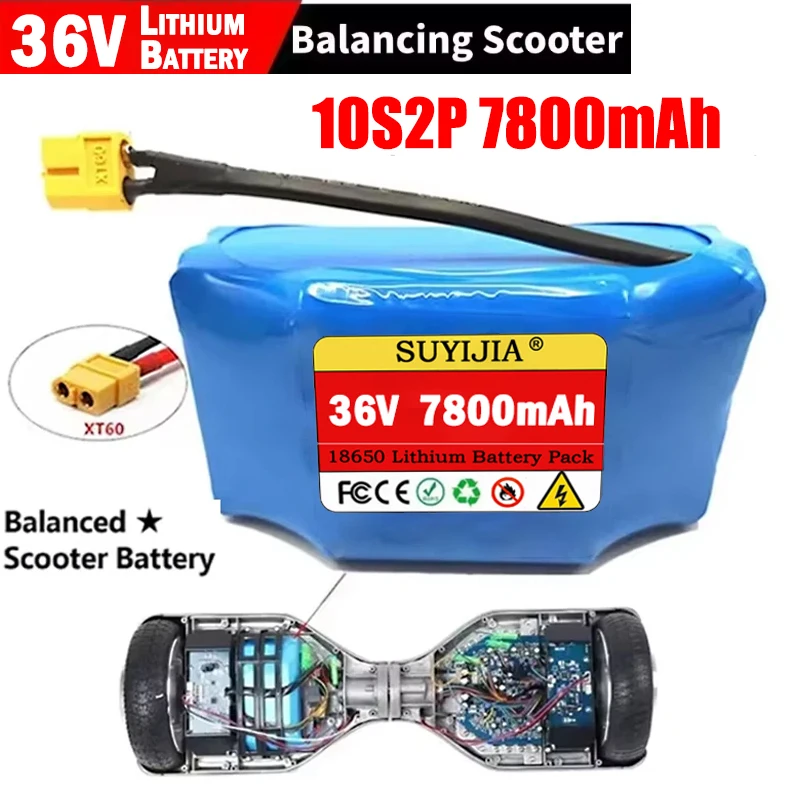 18650 10S2P Battery Packs 36V 7800mAh Rechargeable Lithium Ion Battery for Electric Self Balancing Scooter HoverBoard Unicycle
18650 10S2P Battery Packs 36V 7800mAh Rechargeable Lithium Ion Battery for Electric Self Balancing Scooter HoverBoard Unicycle