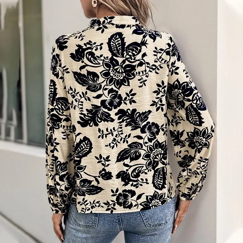 Women Blouse Floral Print Long Sleeve Stand Collar Blouses Pleated Front Loose Fit Shirt Navy Blue Floral Cropped Hem Button Up
Women Blouse Floral Print Long Sleeve Stand Collar Blouses Pleated Front Loose Fit Shirt Navy Blue Floral Cropped Hem Button Up