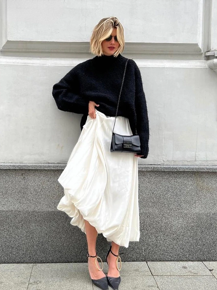 suninbox Fashion Beige Satin Skirts Women Elegant High Waist Office Lady Ankle-Length Skirt Casual Loose Skirt Female Clothes
suninbox Fashion Beige Satin Skirts Women Elegant High Waist Office Lady Ankle-Length Skirt Casual Loose Skirt Female Clothes