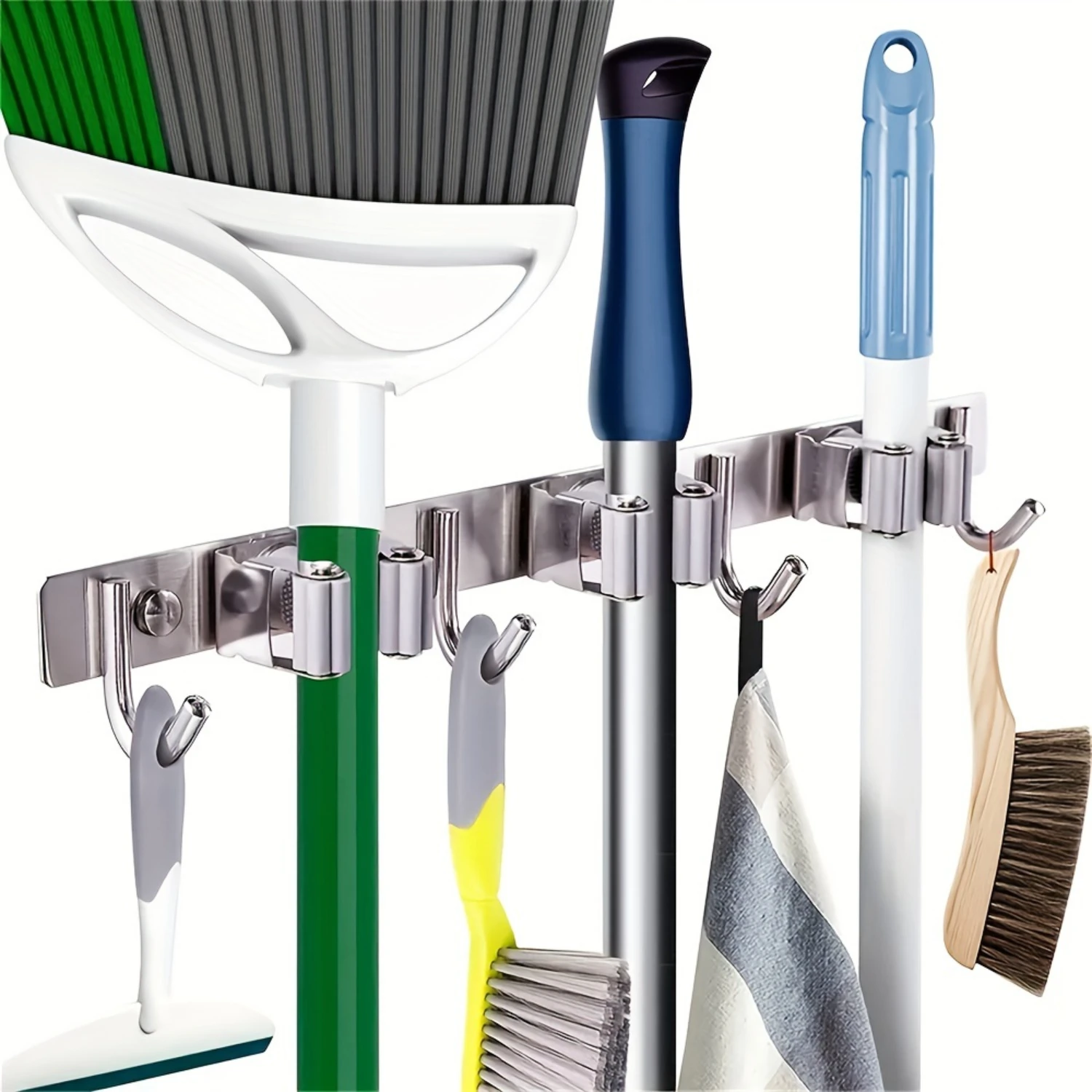 1pc, Wall Mount Mop And Broom Holder, Stainless Steel Organizer, Cleaning Tool Organizer, Broom Hanger For Bathroom, Multifunct
1pc, Wall Mount Mop And Broom Holder, Stainless Steel Organizer, Cleaning Tool Organizer, Broom Hanger For Bathroom, Multifunct