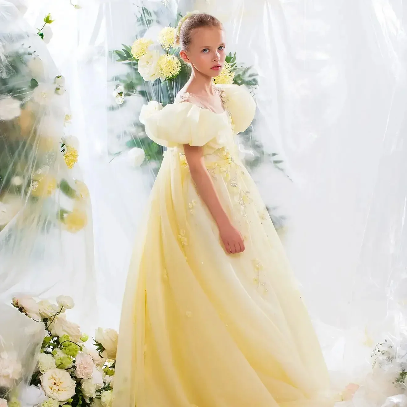 Light Yellow Flower Girl Dresses For Wedding Appliques Floral Elegant Princess First Communion Formal Events Gown Customized
Light Yellow Flower Girl Dresses For Wedding Appliques Floral Elegant Princess First Communion Formal Events Gown Customized