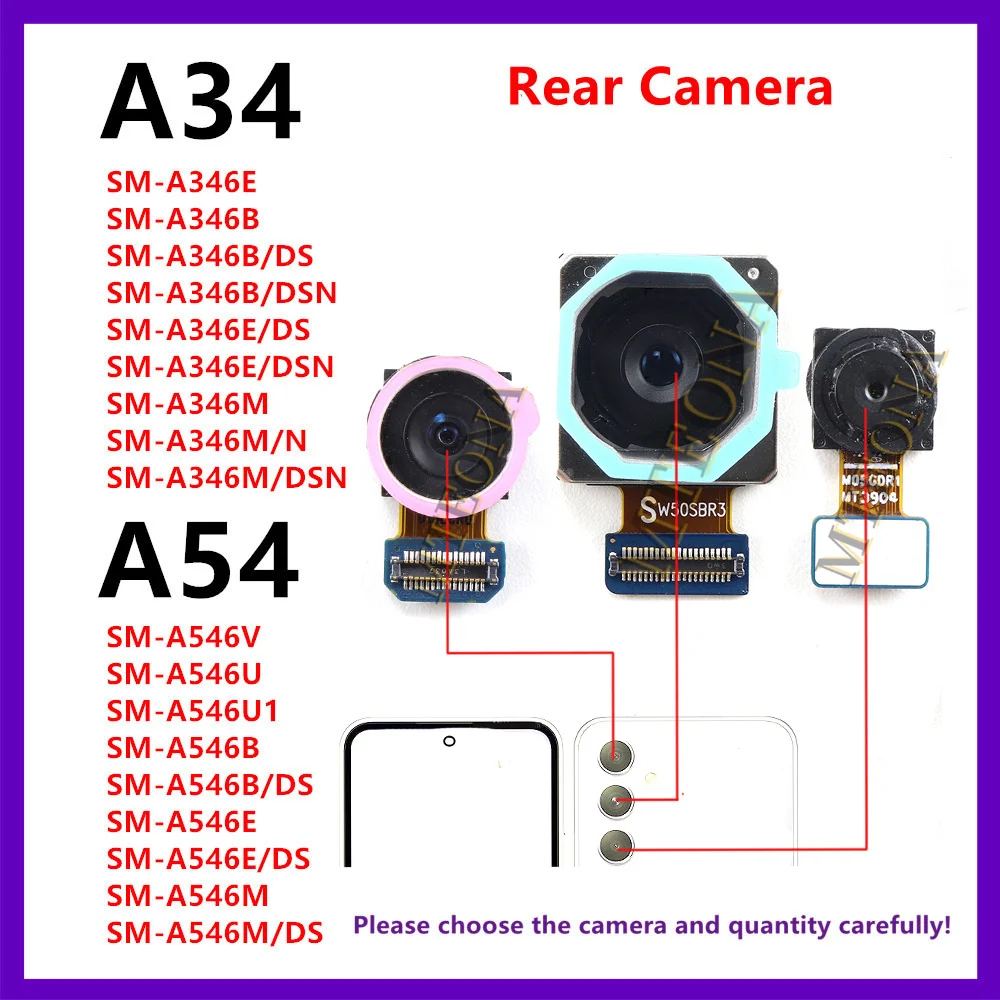 Rear Camera Main Wide Macro Ultrawide Back Camera Module For Samsung Galaxy A34 A54 A346 A546 A346B A546B/DS
Rear Camera Main Wide Macro Ultrawide Back Camera Module For Samsung Galaxy A34 A54 A346 A546 A346B A546B/DS