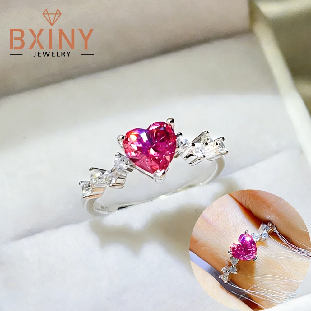 BXINY 1CT Heart Cut Pink Moissanite Rings 100% S925 Silver Lab Diamond For Women Wedding Band Fine Jewelry Gift With Certificate
BXINY 1CT Heart Cut Pink Moissanite Rings 100% S925 Silver Lab Diamond For Women Wedding Band Fine Jewelry Gift With Certificate