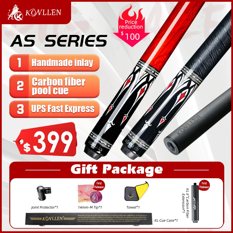 KONLLEN-AS Pool Cue Stick Carbon Fiber Shaft 12.5mm Tip, 3/8*8 Radial Pin Joint Professional Crazy Cue Inlay Billiards Kit
KONLLEN-AS Pool Cue Stick Carbon Fiber Shaft 12.5mm Tip, 3/8*8 Radial Pin Joint Professional Crazy Cue Inlay Billiards Kit