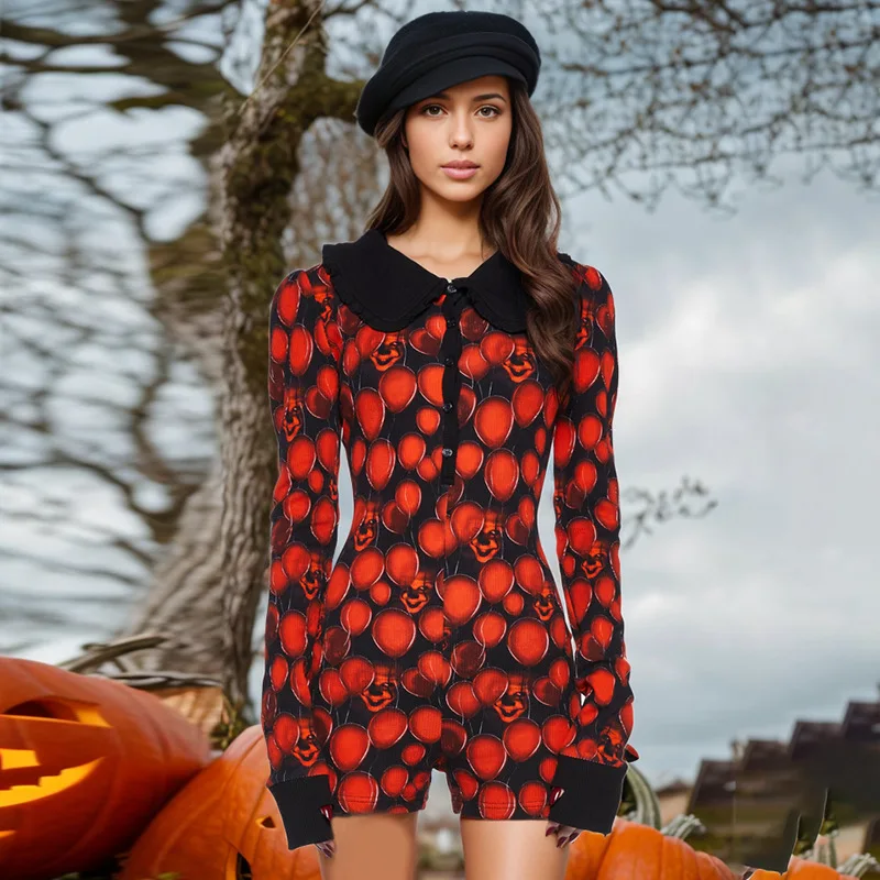Black And Red Single-breasted Polo Shirt High-waisted Halloween COS Costume Hippie Doll Collar Clown Print Long-sleeved Jumpsuit
Black And Red Single-breasted Polo Shirt High-waisted Halloween COS Costume Hippie Doll Collar Clown Print Long-sleeved Jumpsuit