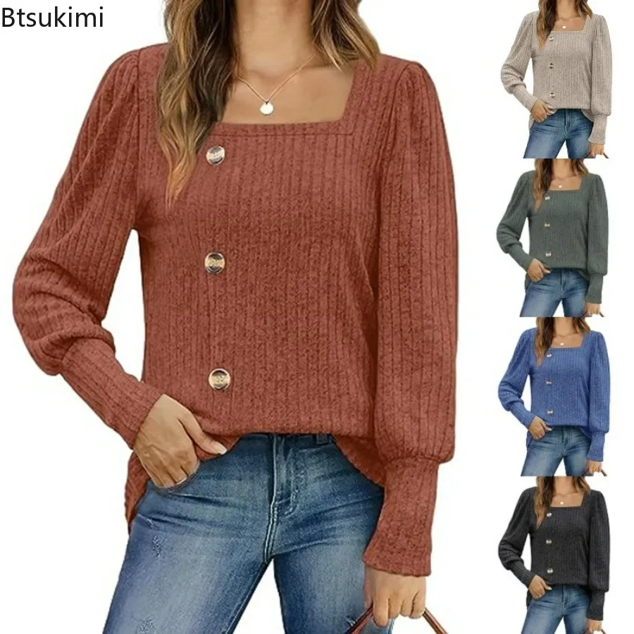 New 2024 Casual Lomng Sleeve T Shirt for Women Autumn Winter Fashion Solid Square Neck T-shirt Female Long Sleeve Button Tops
New 2024 Casual Lomng Sleeve T Shirt for Women Autumn Winter Fashion Solid Square Neck T-shirt Female Long Sleeve Button Tops