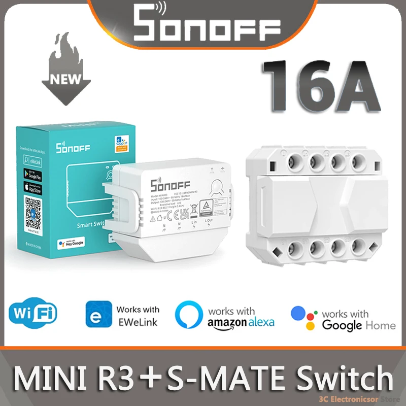 SONOFF MINI R3 16A Wifi Smart Switch REST API без нейтральной линии S-MATE eWeLink-пульт дистанционного управления через eWeLink Alexa Alice Google Home
SONOFF MINI R3 16A Wifi Smart Switch REST API без нейтральной линии S-MATE eWeLink-пульт дистанционного управления через eWeLink Alexa Alice Google Home