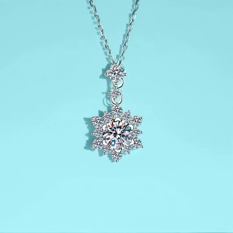 1CT S925 Серебряное ожерелье с муассанитом, подвеска в виде снежинки, элегантная роскошная модная минималистичная цепочка с замком, женская подарочная коробка GBA 
1CT S925 Серебряное ожерелье с муассанитом, подвеска в виде снежинки, элегантная роскошная модная минималистичная цепочка с замком, женская подарочная коробка GBA