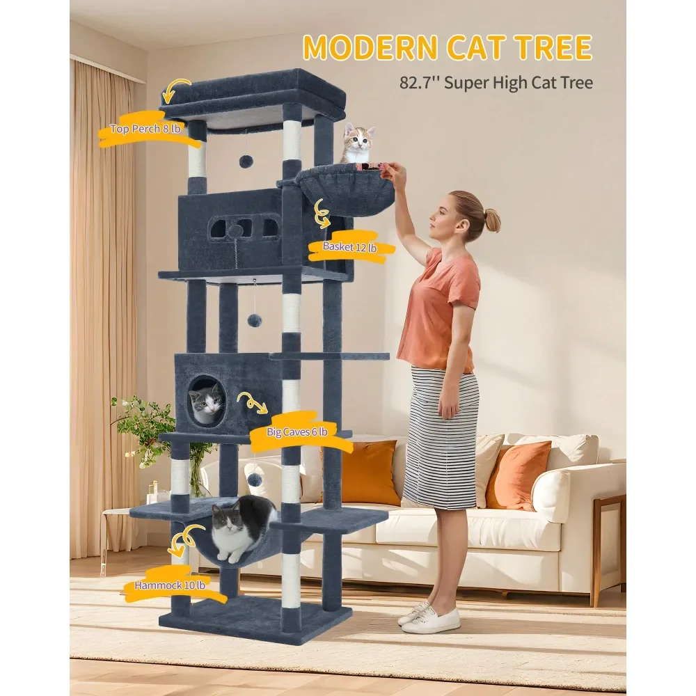 Cat Tree Rascadores Para Gatos Cat Supplies 82.7Inch Cat Tree, Large Cat Tower For Indoor Cats, Condo With Perch, Cat House Furn
Cat Tree Rascadores Para Gatos Cat Supplies 82.7Inch Cat Tree, Large Cat Tower For Indoor Cats, Condo With Perch, Cat House Furn