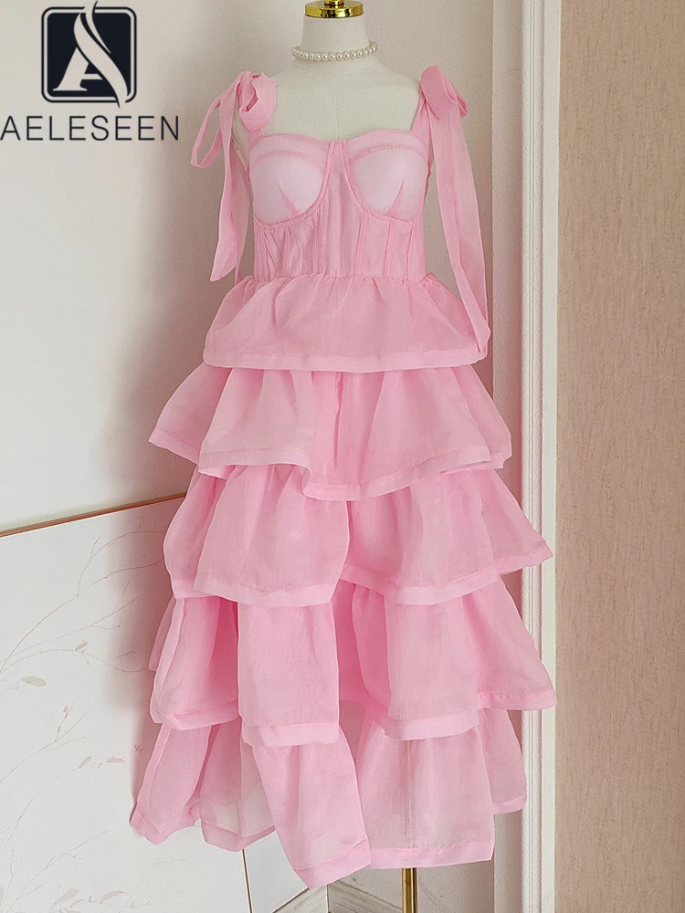 AELESEEN Sweety Summer Pink Dress Women Runway Fashion Bow Spaghetti Strap Padded Cascading Ruffles Slim Elegant Party
AELESEEN Sweety Summer Pink Dress Women Runway Fashion Bow Spaghetti Strap Padded Cascading Ruffles Slim Elegant Party