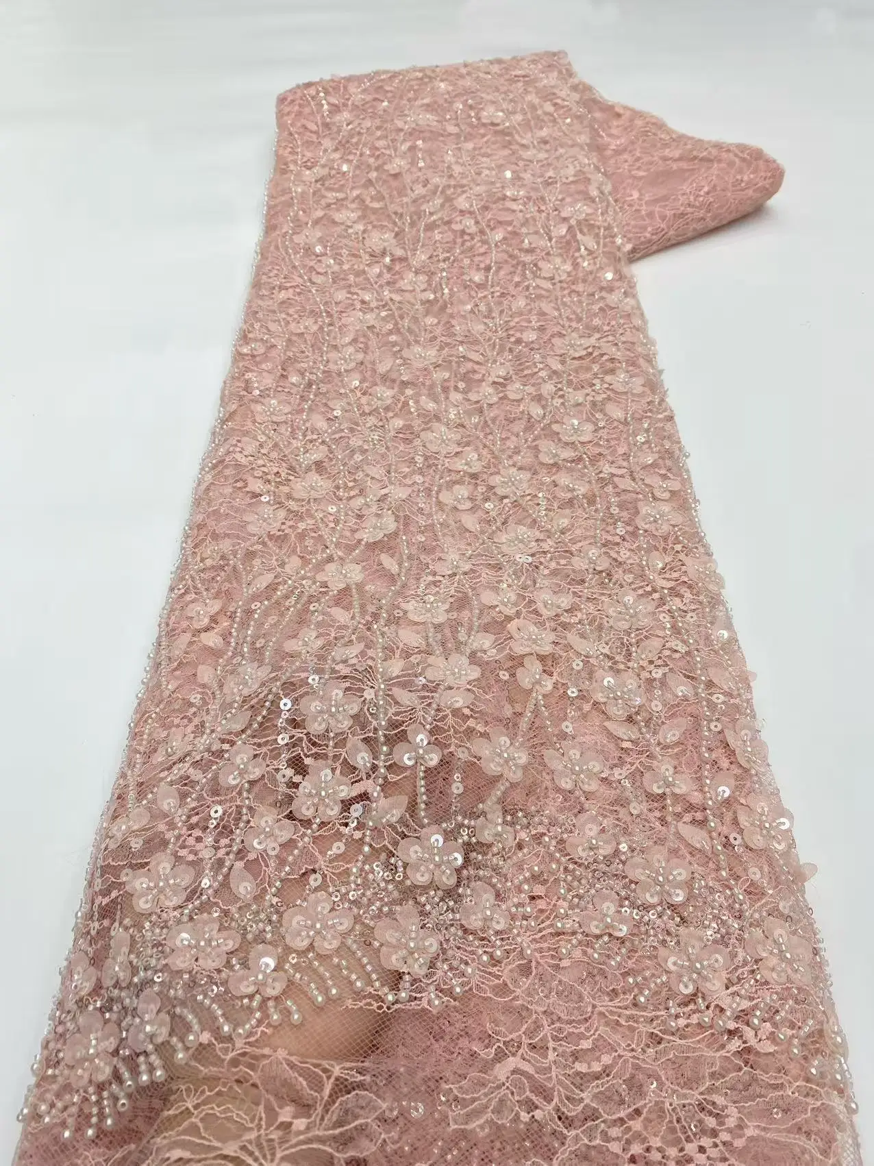 African 3D Tulle Beaded Lace Fabric 5 Yards of Premium French-Style Nigerian Sequined Lace Suitable for Sewing Garments HZX6486
African 3D Tulle Beaded Lace Fabric 5 Yards of Premium French-Style Nigerian Sequined Lace Suitable for Sewing Garments HZX6486