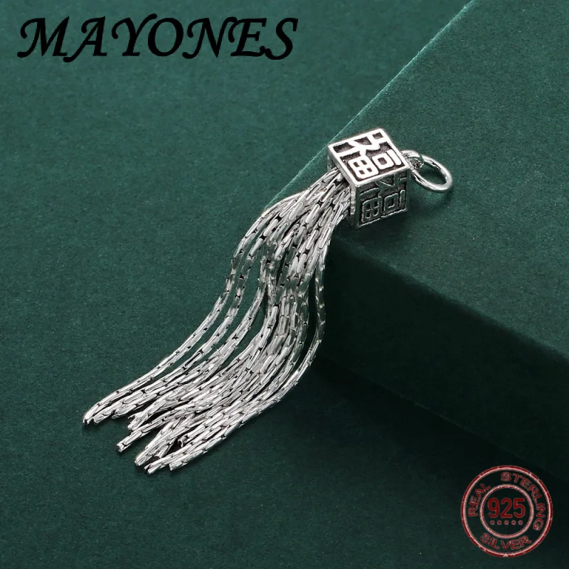 NEW S925 Pure Silver Retro Lucky Character Tassel Pendant Fashionable Chinese Style Bracelet Handmade DIY Silver Accessory 
NEW S925 Pure Silver Retro Lucky Character Tassel Pendant Fashionable Chinese Style Bracelet Handmade DIY Silver Accessory