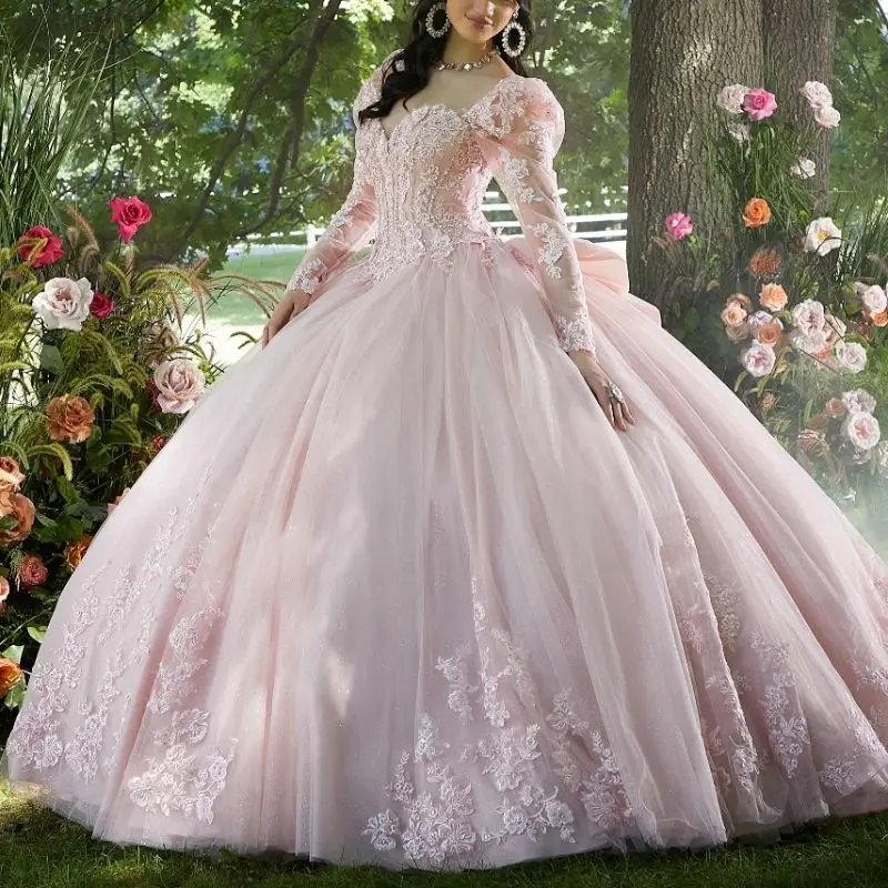 Lorencia Princess Pink Quinceanera Dress Ball Gown Long Sleeve 3D Floral Applique Beaded Sweet 16 15 Vestidos De 15 Anos YQD478
Lorencia Princess Pink Quinceanera Dress Ball Gown Long Sleeve 3D Floral Applique Beaded Sweet 16 15 Vestidos De 15 Anos YQD478