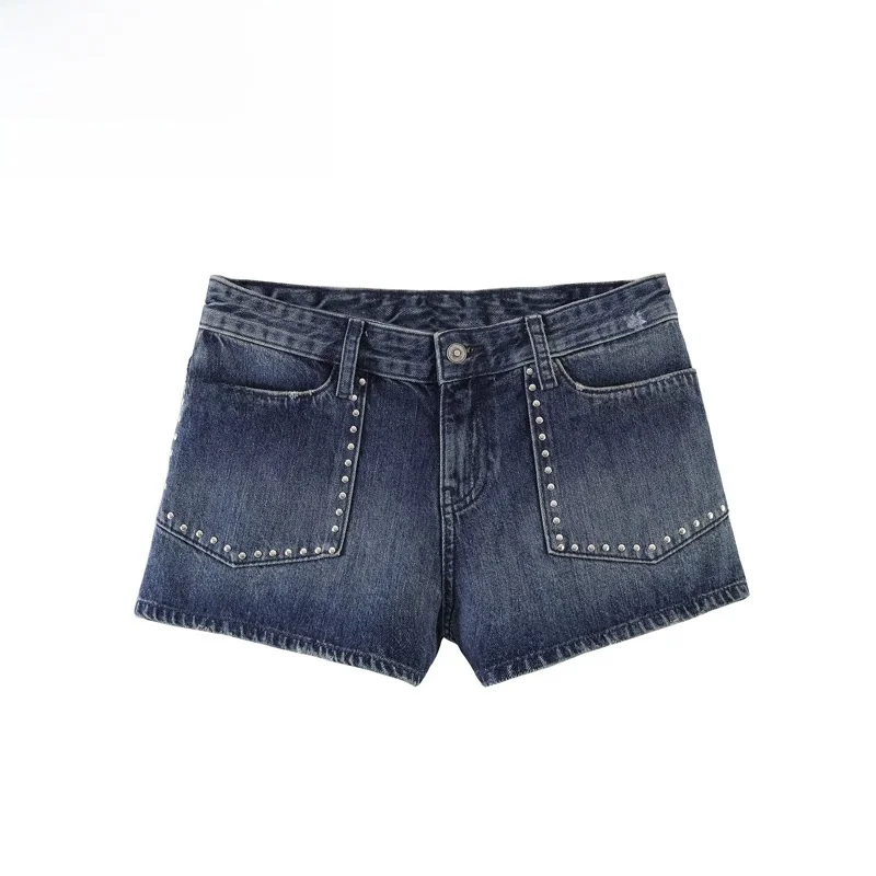 Fashionable Rivet Denim Shorts Versatile High Waist Straight Leg Casual High Waist Polyester Fiber Ladies Short Pants
Fashionable Rivet Denim Shorts Versatile High Waist Straight Leg Casual High Waist Polyester Fiber Ladies Short Pants