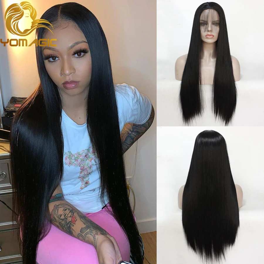 Yomagic Black Color Synthetic Hair Lace Front Wigs with Baby Hair Straight Glueless Lace Wigs with Pre Plucked For Women
Yomagic Black Color Synthetic Hair Lace Front Wigs with Baby Hair Straight Glueless Lace Wigs with Pre Plucked For Women