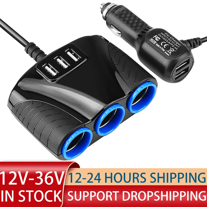 12V-36V Car Cigarette Lighter Socket Splitter Plug 3 USB Phone Charger Adapter Voltage Car Cigarette Lighter Extension Cable
12V-36V Car Cigarette Lighter Socket Splitter Plug 3 USB Phone Charger Adapter Voltage Car Cigarette Lighter Extension Cable