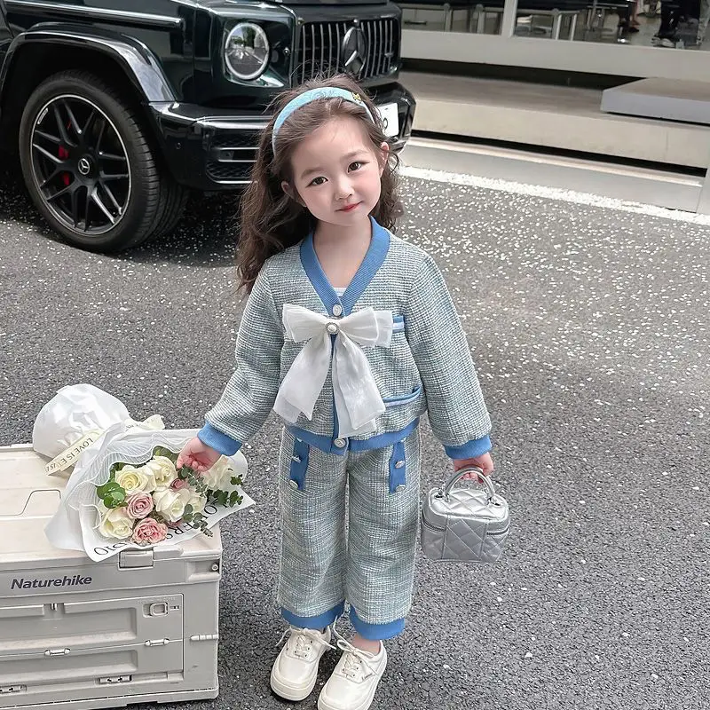 Children Elegance Tops Clothing Spring Autumn Girls Clothes Set Fashion Bow Shirts Top Jacket+ Loose Pants 2Pcs Suits Kids
Children Elegance Tops Clothing Spring Autumn Girls Clothes Set Fashion Bow Shirts Top Jacket+ Loose Pants 2Pcs Suits Kids