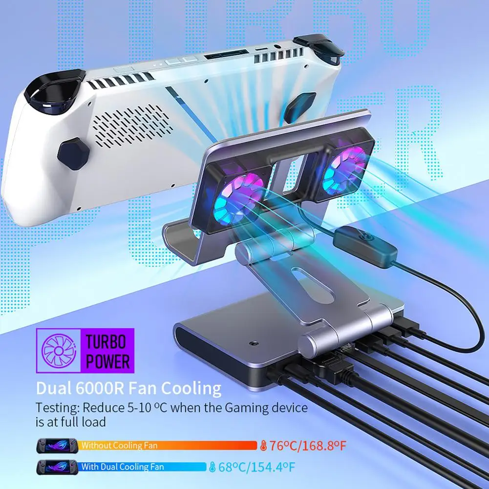 Док-станция для ROG Ally X, двойной охлаждающий вентилятор, HDMI-совместимый держатель порта зарядки 4K @ 60 Гц, 100 Вт, USB C для ROG Ally X O5W7 
Док-станция для ROG Ally X, двойной охлаждающий вентилятор, HDMI-совместимый держатель порта зарядки 4K @ 60 Гц, 100 Вт, USB C для ROG Ally X O5W7