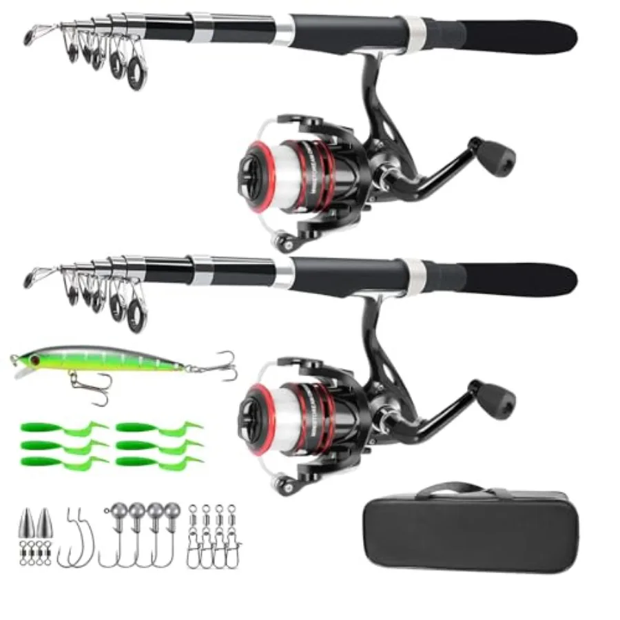 Fishing Pole Combo Set, 2.1m/6.89ft 2PCS Collapsible Rods 2PCS Spinning Reels Lures Set Carrier Bag Carbon Fiber Telescopic Fis
Fishing Pole Combo Set, 2.1m/6.89ft 2PCS Collapsible Rods 2PCS Spinning Reels Lures Set Carrier Bag Carbon Fiber Telescopic Fis