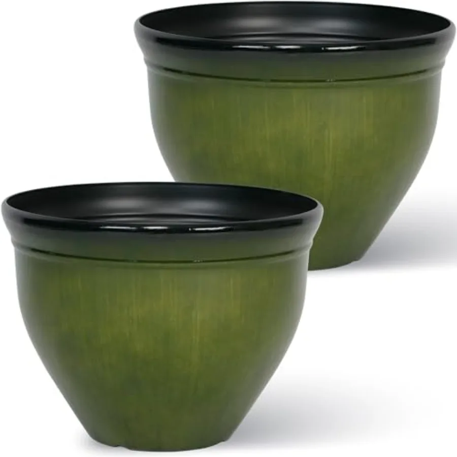 Garden 16-Inch Dia. Round Plastic Planters with Drain Holes, 13.5-Inch Height - 2-Pack Glossy Finish Bell-Shaped Plant Pot Ligh
Garden 16-Inch Dia. Round Plastic Planters with Drain Holes, 13.5-Inch Height - 2-Pack Glossy Finish Bell-Shaped Plant Pot Ligh