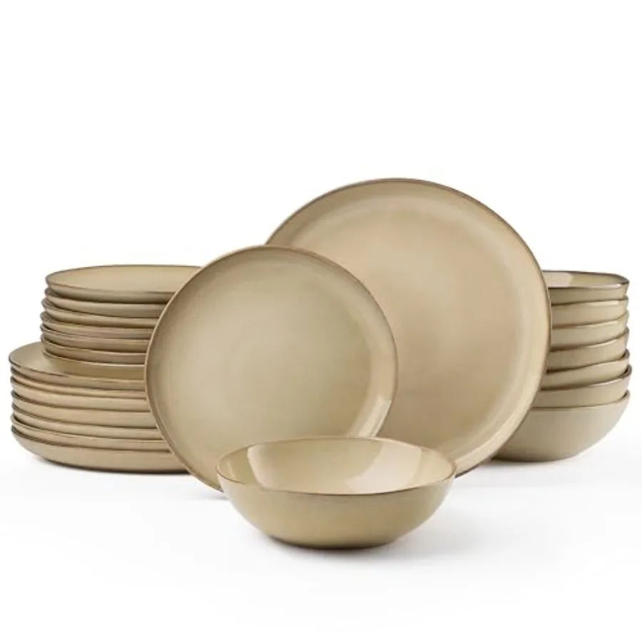 Dinnerware Sets 24-Piece Stoneware Plates and Bowls Set for 8 Ceramic Dishware for Home Restaurant Chip and Scratch Resistant M
Dinnerware Sets 24-Piece Stoneware Plates and Bowls Set for 8 Ceramic Dishware for Home Restaurant Chip and Scratch Resistant M