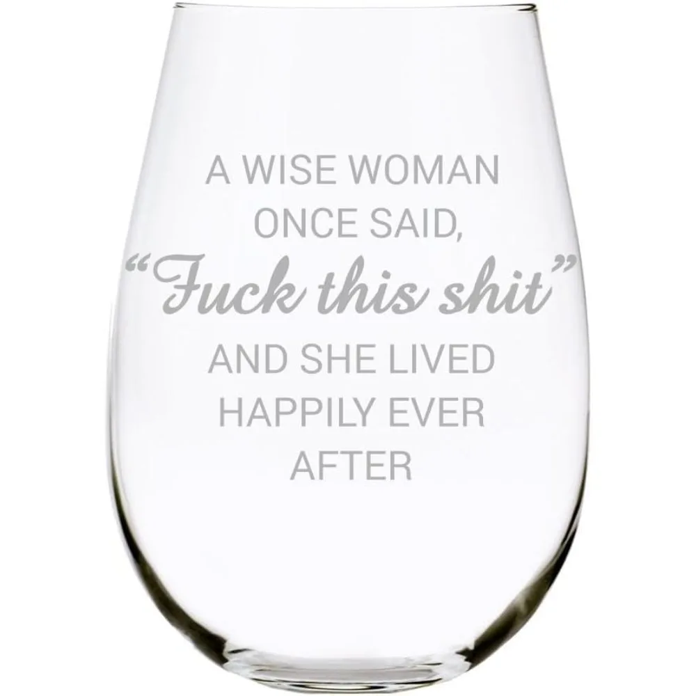 C & M Personal Gifts A Wise Woman Once Said "F*ck this sh*t" Stemless Wine Glass (1 Piece) 17 Ounces, Gag Gifts for Women
C & M Personal Gifts A Wise Woman Once Said "F*ck this sh*t" Stemless Wine Glass (1 Piece) 17 Ounces, Gag Gifts for Women