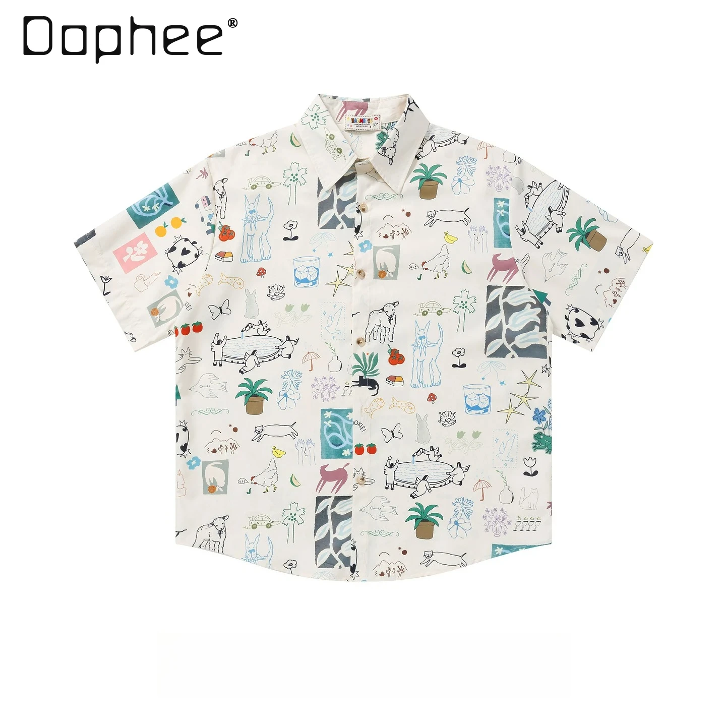 2026 Summer New Men's Cartoon Animal Print Loose Casual Versatile Green & Beige Turn-Down Collar Short Sleeve Shirt
2026 Summer New Men's Cartoon Animal Print Loose Casual Versatile Green & Beige Turn-Down Collar Short Sleeve Shirt