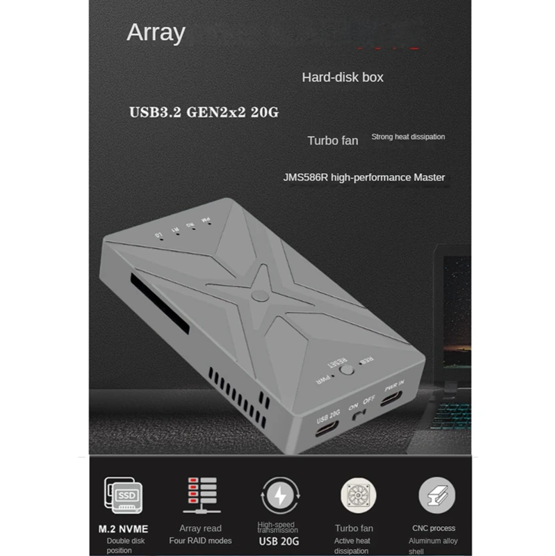 M.2 NVME SSD RAID, M.2 NVME SSD чехол, USB3.2 GEN2 X2 Type-C ,20 Гбит/с, JMS586R Chip, для M.2 NVME 2230 2242 2260
M.2 NVME SSD RAID, M.2 NVME SSD чехол, USB3.2 GEN2 X2 Type-C ,20 Гбит/с, JMS586R Chip, для M.2 NVME 2230 2242 2260