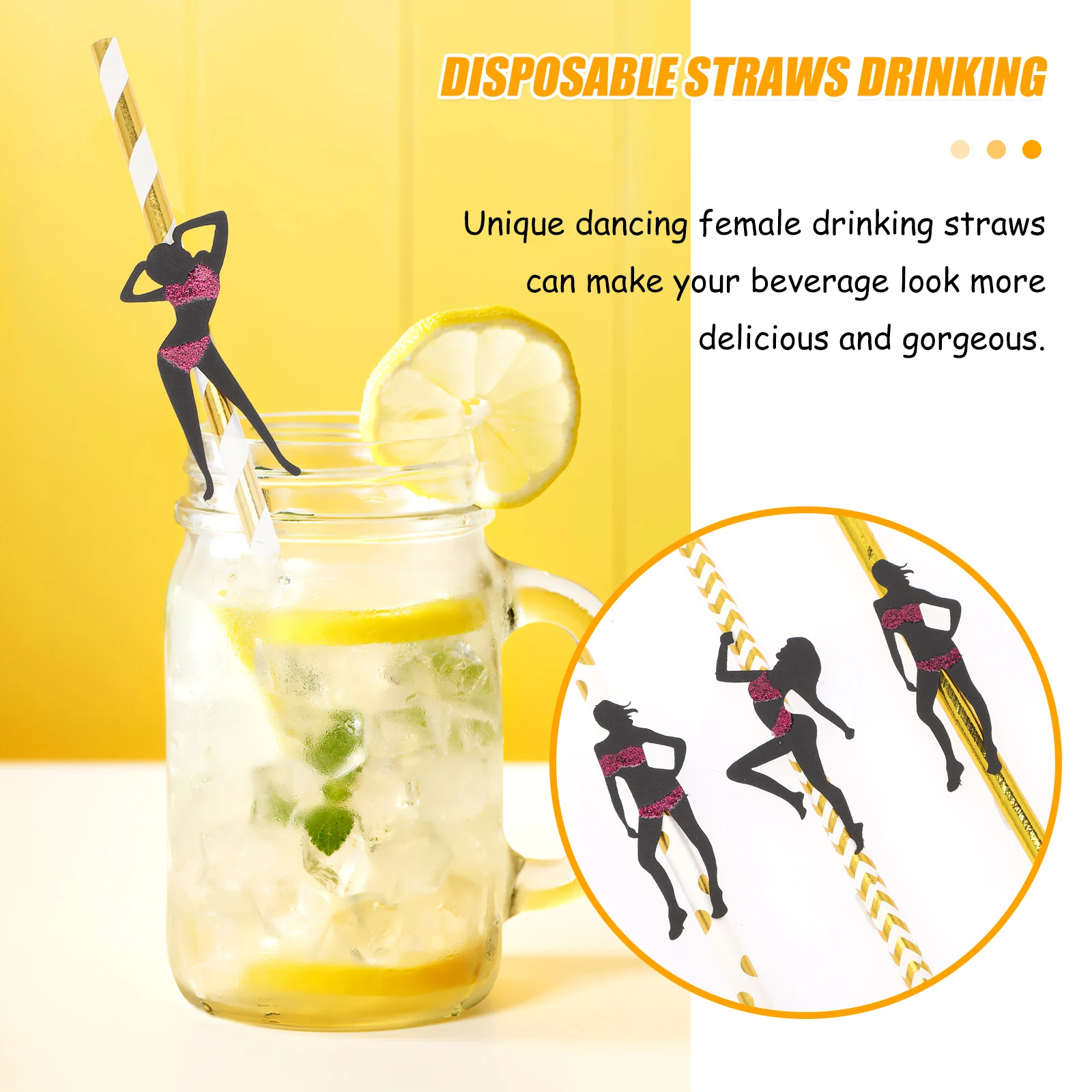 24pcs Golden Dancing Female Design Smooth Safe Disposable Drinking Straws For Bachelorette Bridal Shower Carnival
24pcs Golden Dancing Female Design Smooth Safe Disposable Drinking Straws For Bachelorette Bridal Shower Carnival