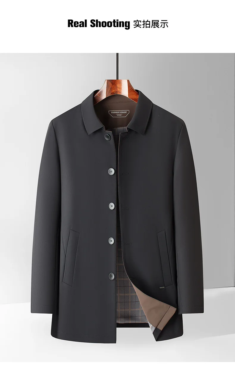 Men's Mid-Length Lapel Trench Coat Single-Breasted Business Casual Outerwear 2025 New Style for Middle-Aged Fathers
Men's Mid-Length Lapel Trench Coat Single-Breasted Business Casual Outerwear 2025 New Style for Middle-Aged Fathers