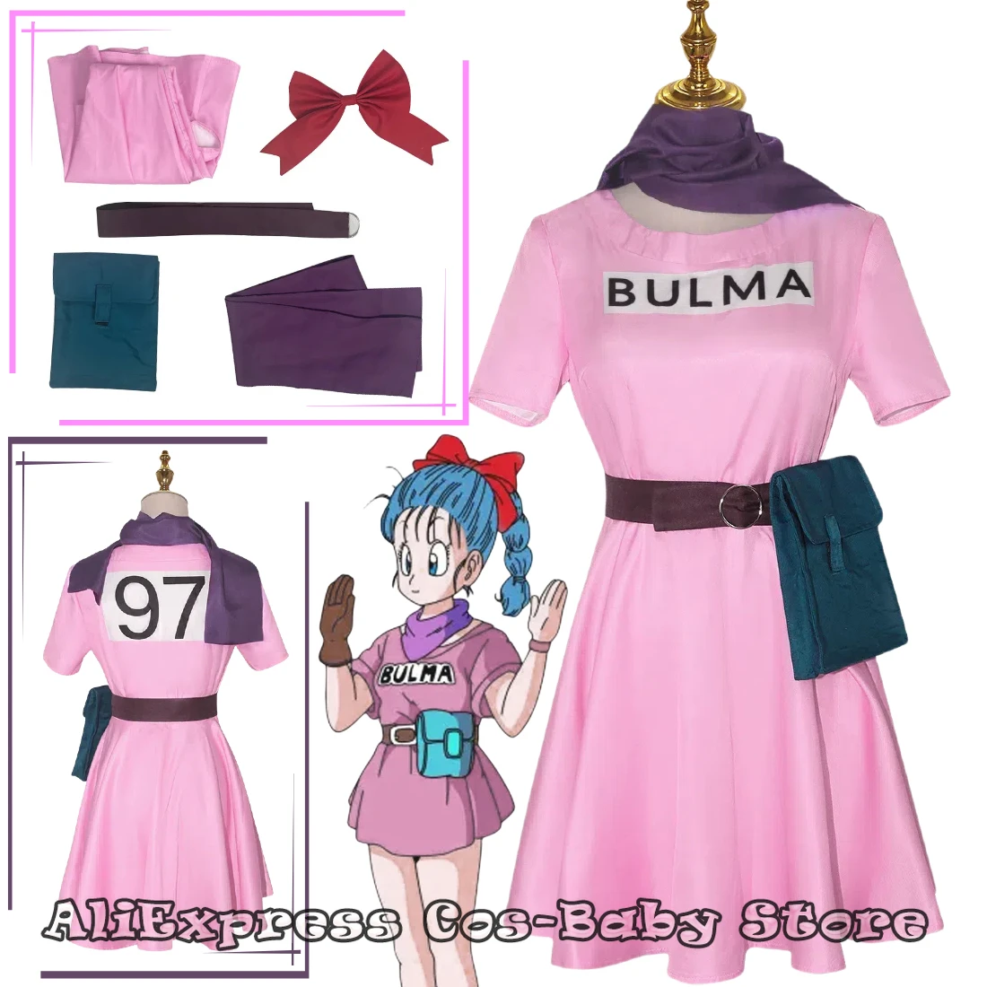 Anime Bulma Cosplay Costume for Adult Women Pink Dress Bulma Uniform Kawaii Girls Full Set Outfits Halloween Party
Anime Bulma Cosplay Costume for Adult Women Pink Dress Bulma Uniform Kawaii Girls Full Set Outfits Halloween Party