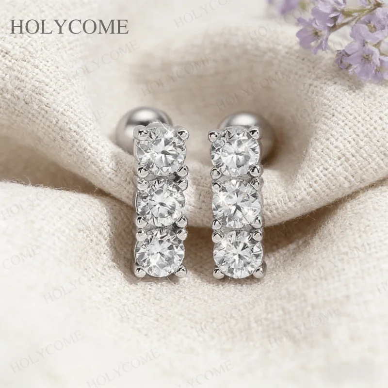 Moissanite Straight Row Earrings Round D Color 925 Silver Sparkling Studs With GRA Certified Fashion Jewelry for Daily&Party
Moissanite Straight Row Earrings Round D Color 925 Silver Sparkling Studs With GRA Certified Fashion Jewelry for Daily&Party
