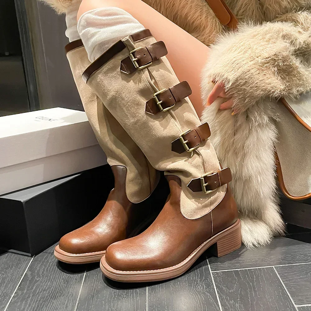 British Style Woman Boots Knee High Platform Motorcycle Boots Studded Knight Shoes New Gothic Medium Heel Women Footwear
British Style Woman Boots Knee High Platform Motorcycle Boots Studded Knight Shoes New Gothic Medium Heel Women Footwear