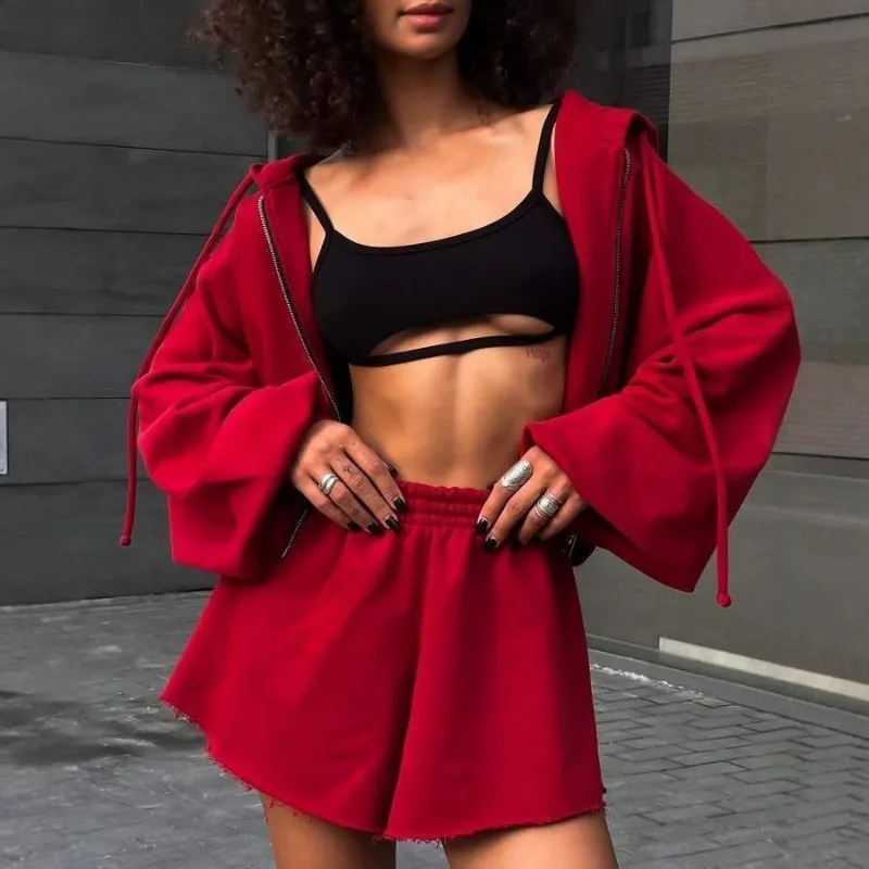 Women's Outfit Long-Sleeve Hooded Drawstring Sweatshirt Shorts Set Two-Piece Sets Sports Suit Sportswear Streetwear Trendy
Women's Outfit Long-Sleeve Hooded Drawstring Sweatshirt Shorts Set Two-Piece Sets Sports Suit Sportswear Streetwear Trendy