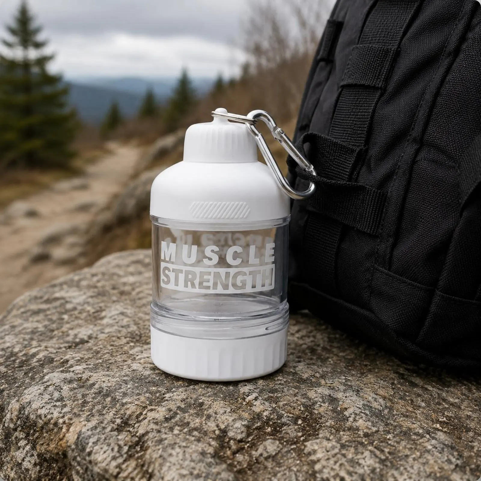 Portable Protein Powder Container Compact Carabiner Clip Container
Portable Protein Powder Container Compact Carabiner Clip Container