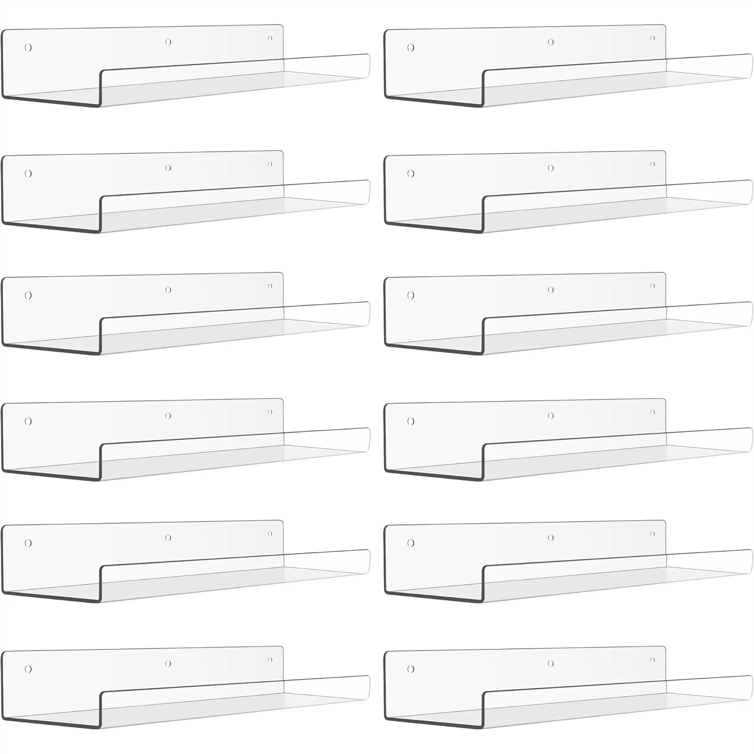 12 Pack Acrylic Shelves Wall Organizer And Storage, 15 Inch Display Shelf For Figure Toy Cars Perfume Kids Bookshelf Bedroom Nursery Craft Room
12 Pack Acrylic Shelves Wall Organizer And Storage, 15 Inch Display Shelf For Figure Toy Cars Perfume Kids Bookshelf Bedroom Nursery Craft Room