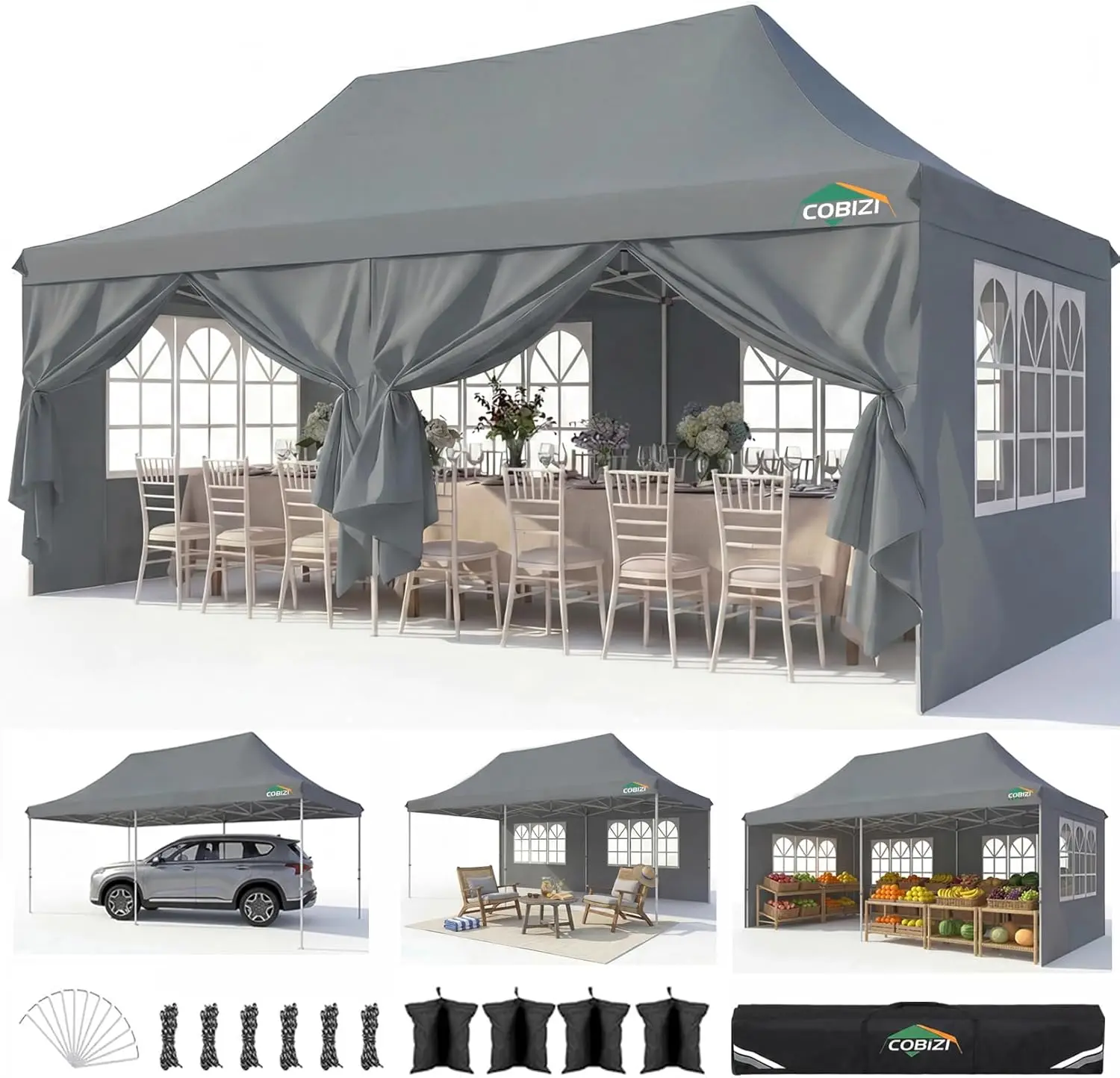10x20 Pop Up Canopy with 6 Sidewalls, Conical Party Tent 10x20 with 3 Adjustable Height Waterproof, UV-Resistant with Carry B
10x20 Pop Up Canopy with 6 Sidewalls, Conical Party Tent 10x20 with 3 Adjustable Height Waterproof, UV-Resistant with Carry B