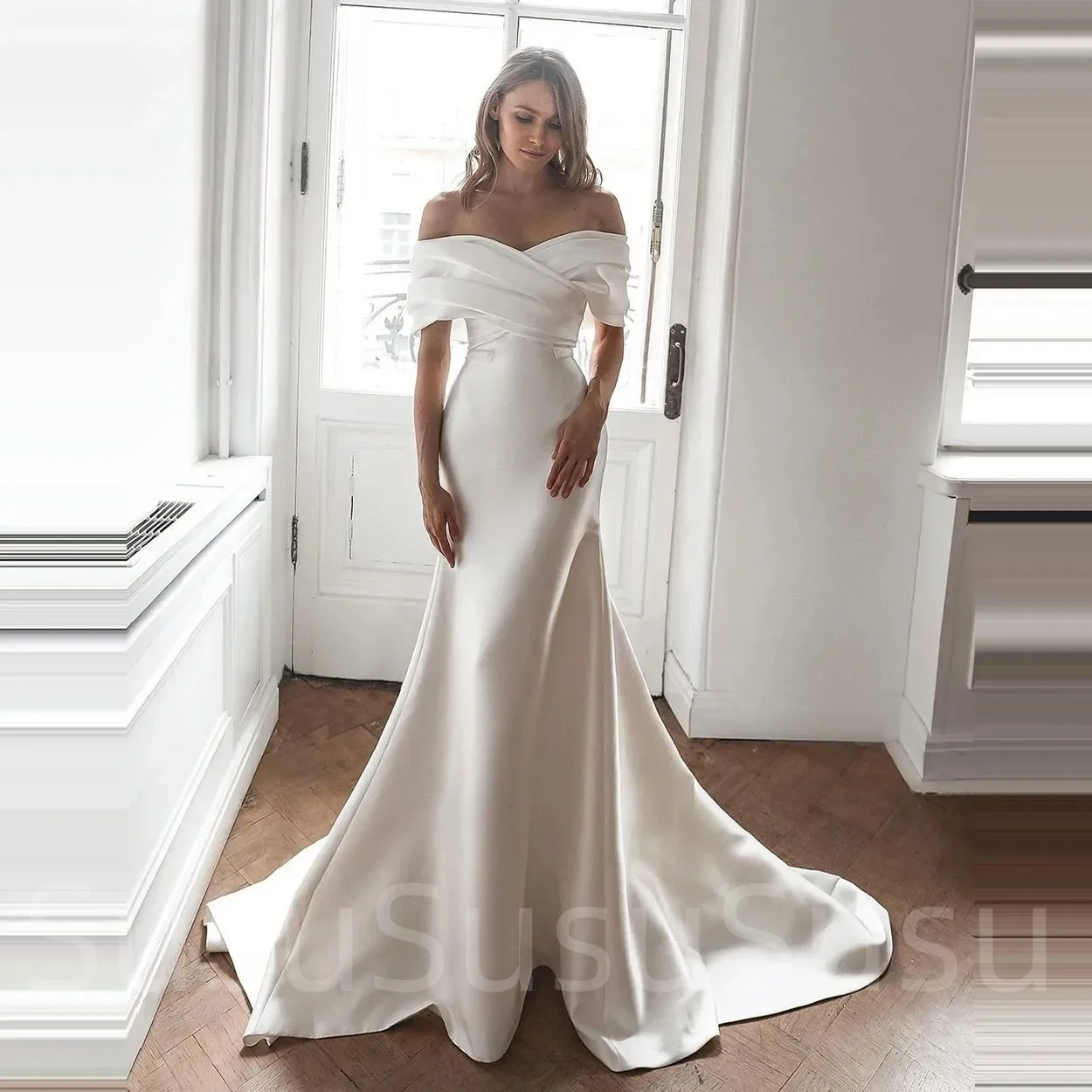 2023 Elegant Satin Mermaid Wedding Dresses For Women Bride Dress Off The Shoulder Pleats Bridal Gowns Robes De Soirée Customized
2023 Elegant Satin Mermaid Wedding Dresses For Women Bride Dress Off The Shoulder Pleats Bridal Gowns Robes De Soirée Customized