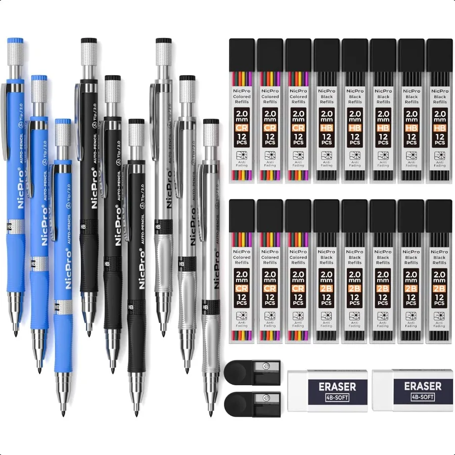 29 Pieces 2mm Mechanical Pencil Set 9 PCS Drafting Carpenter Pencils 2.0 mm for Art Drawing Sketching construction with 192 Lea
29 Pieces 2mm Mechanical Pencil Set 9 PCS Drafting Carpenter Pencils 2.0 mm for Art Drawing Sketching construction with 192 Lea