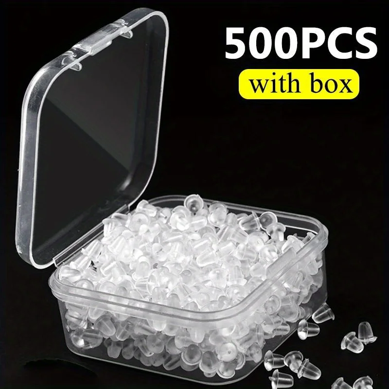 500pcs Transparent Silicone Earring Backs Rubber Ear Plugs with Storage Box Clear Stud Earring Stoppers for DIY Jewelry Making
500pcs Transparent Silicone Earring Backs Rubber Ear Plugs with Storage Box Clear Stud Earring Stoppers for DIY Jewelry Making