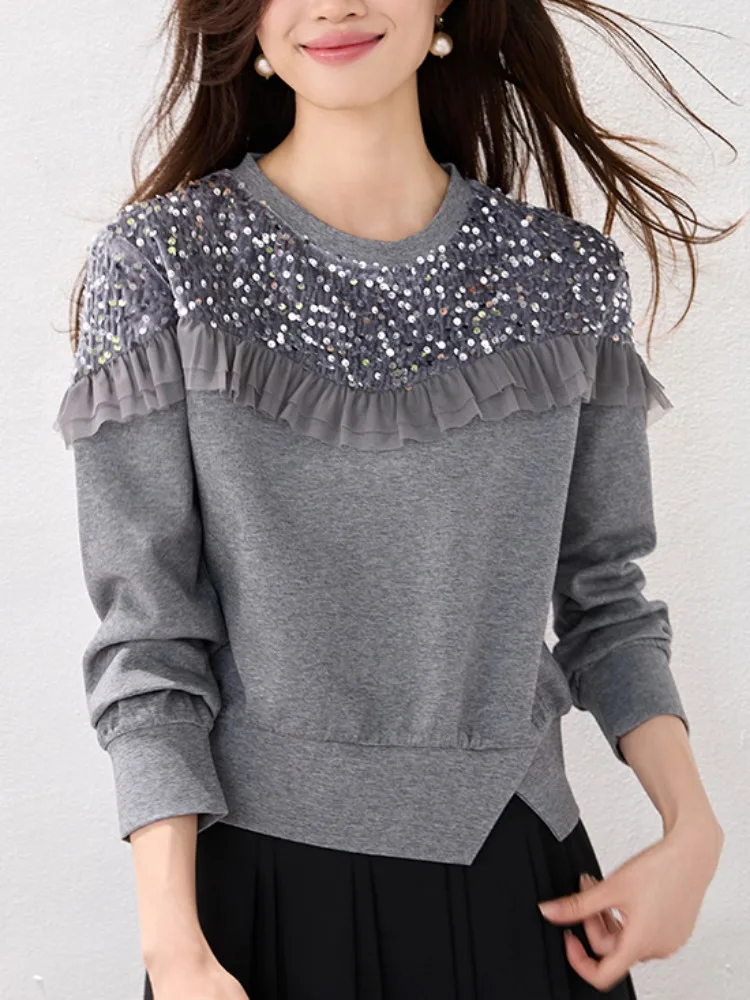Unique Ele Sequin Patchwork Long Sve Sweatirt Women's Autumn Winter Faionable Design Sense Loose Fit Color
Unique Ele Sequin Patchwork Long Sve Sweatirt Women's Autumn Winter Faionable Design Sense Loose Fit Color
