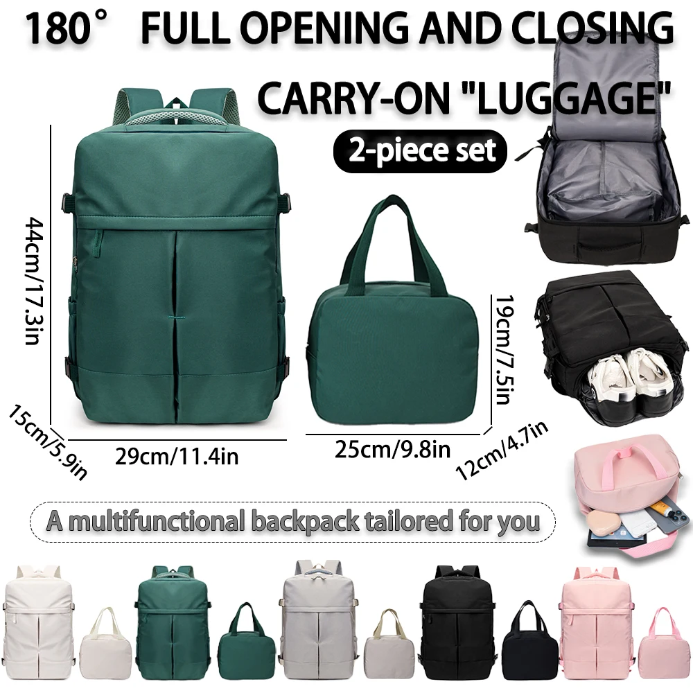 2-Piece 180 ° Full Opening Backpack Set, Large Capacity Carry-On with Tote Bag for Travel, Business, School & Daily Commuting
2-Piece 180 ° Full Opening Backpack Set, Large Capacity Carry-On with Tote Bag for Travel, Business, School & Daily Commuting
