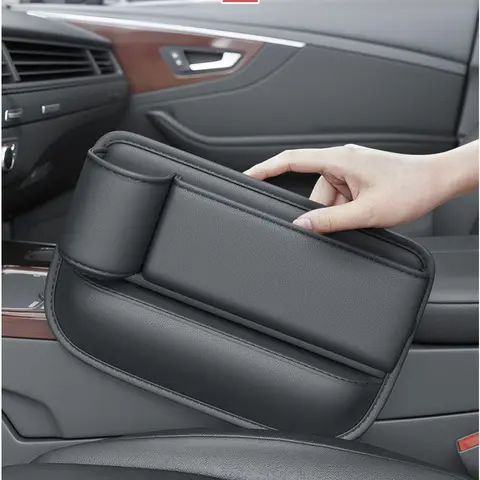Universal Car Seat Gap Organizer Storage Box Multifunction Leather Crevice Side Storage Pocket Wallet Keys Card with Cup Holder