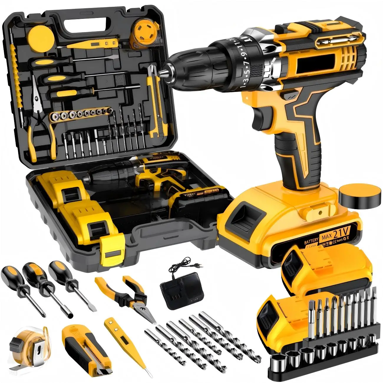 78 Part Set Tool Kit Professional Hand Tools Combination for Home Auto Repair Black Carry Case