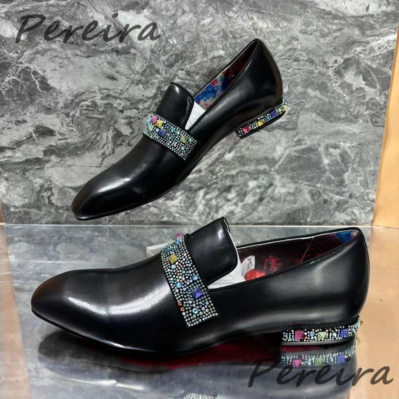 Luxury Rhinestone Men's Formal Shoes Black Square Toe Slip On Business Casual Loafes Fashion Party Banquet Wedding Dress Shoes
Luxury Rhinestone Men's Formal Shoes Black Square Toe Slip On Business Casual Loafes Fashion Party Banquet Wedding Dress Shoes