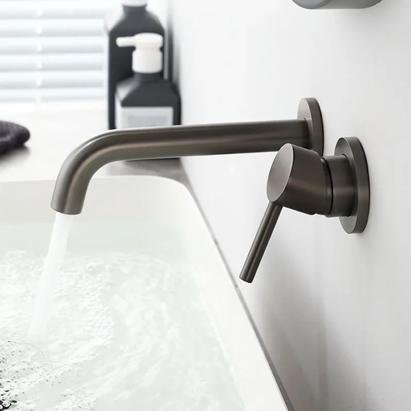 Gun gray Bathroom Sink Faucet Brass Wall Mounted Mixer Hot & Cold Basin Tap single handle Brushed Gold/Gold/Black/Chrome
Gun gray Bathroom Sink Faucet Brass Wall Mounted Mixer Hot & Cold Basin Tap single handle Brushed Gold/Gold/Black/Chrome